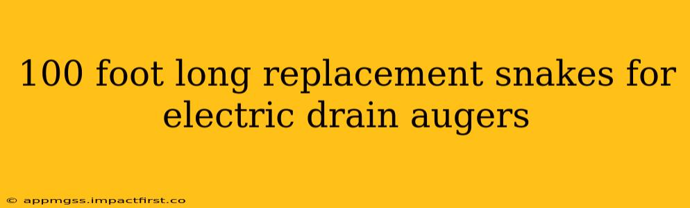 100 foot long replacement snakes for electric drain augers
