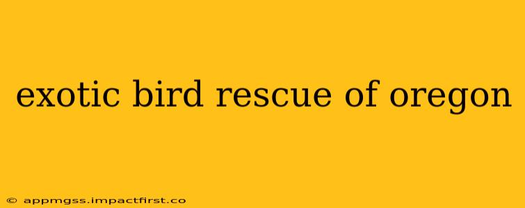 exotic bird rescue of oregon