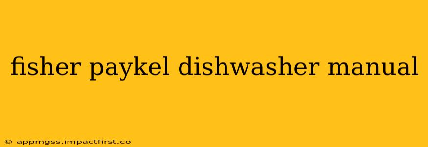 fisher paykel dishwasher manual