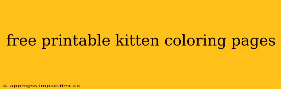 free printable kitten coloring pages