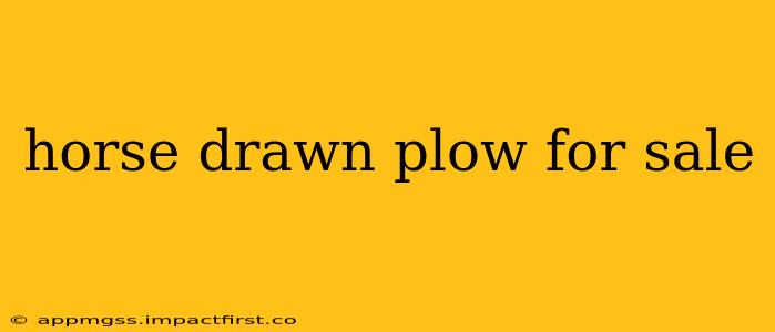 horse drawn plow for sale