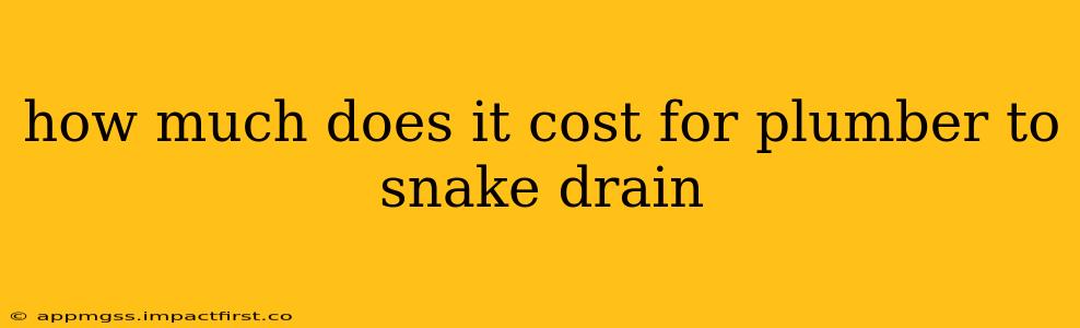 how much does it cost for plumber to snake drain