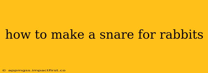how to make a snare for rabbits