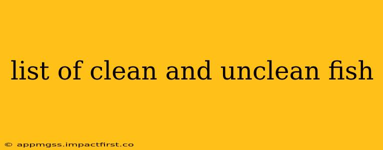 list of clean and unclean fish