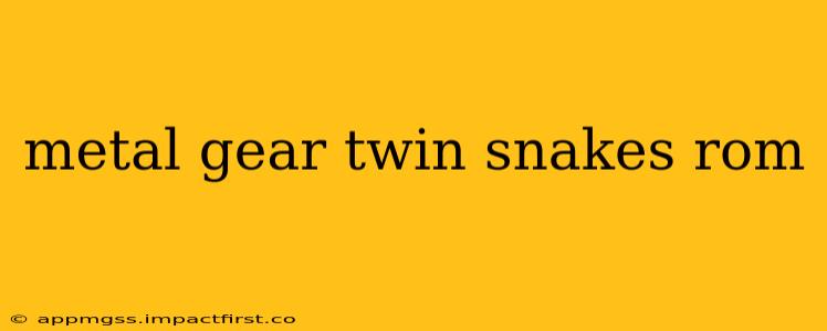 metal gear twin snakes rom