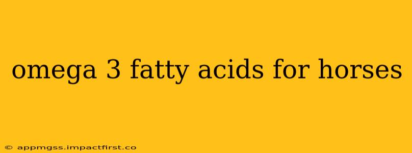 omega 3 fatty acids for horses