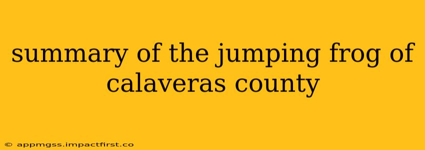 summary of the jumping frog of calaveras county