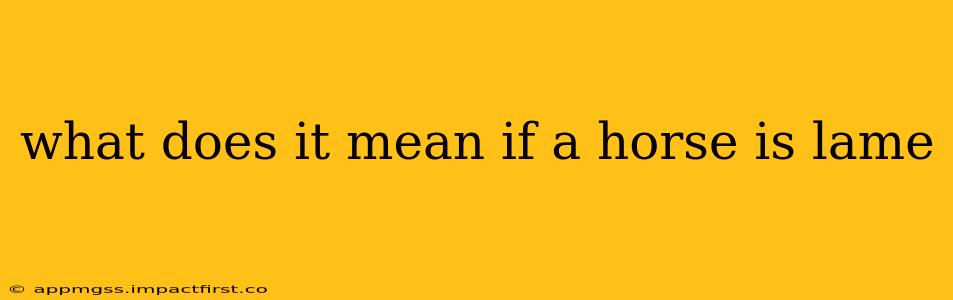 what does it mean if a horse is lame