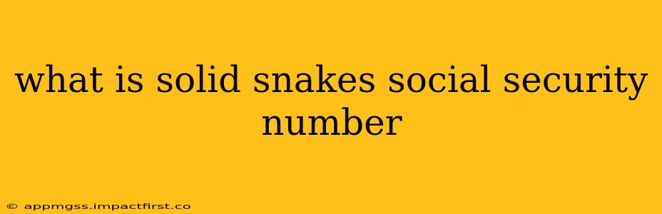 what is solid snakes social security number