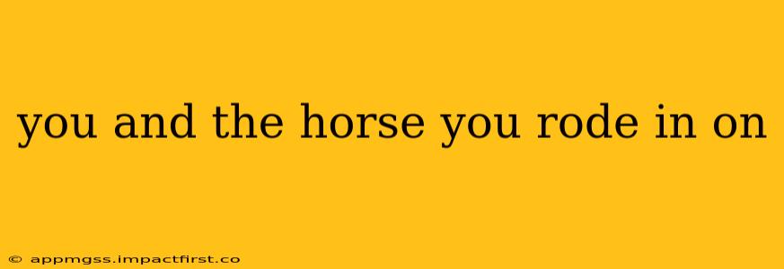 you and the horse you rode in on